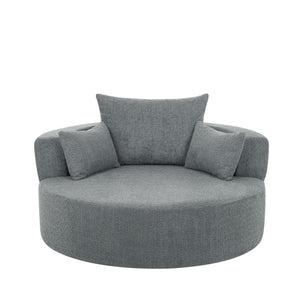 English Elm 360° Swivel Chair Spacious Chenille Barrel Accent Seat with 36.5" Deep Cushion, 360° Comfort for Living Rooms, Bedrooms, Offices, Hotels Grey N719S001880E