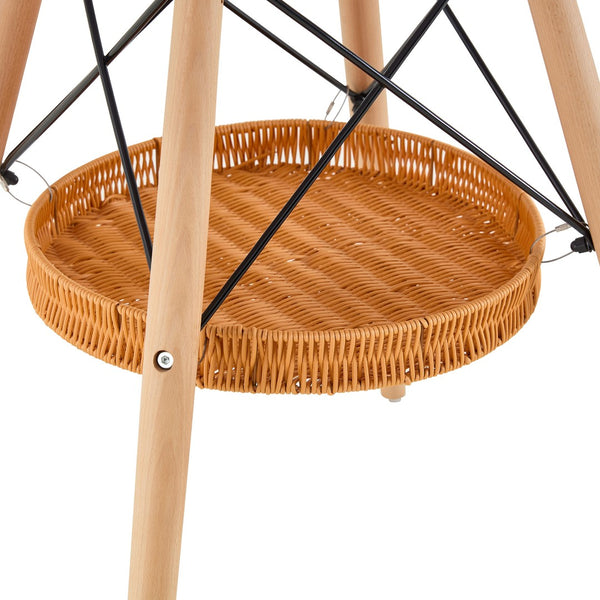 English Elm 31.5-inch Round Dining Table Solid Legs Woven Basket Storage Compact Modern Minimalist White,Wood W1151P431133
