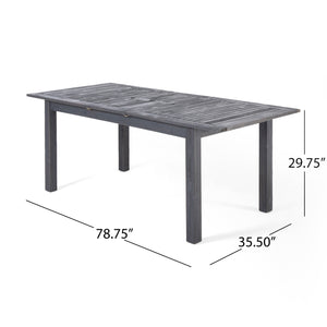 English Elm Christopher Knight Home® - Outdoor Expandable Acacia Wood Dining Table with Handcrafted Details, Seating for Large Gatherings DARK GREY 68892.00SGRY