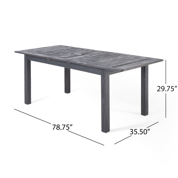 English Elm Christopher Knight Home® - Outdoor Expandable Acacia Wood Dining Table with Handcrafted Details, Seating for Large Gatherings DARK GREY 68892.00SGRY