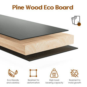 English Elm Farmhouse Buffet Cabinet with Pop-Up Doors and 3 Drawers — Rustic 55.5" Sideboard for Dining Room Black T3623P408215