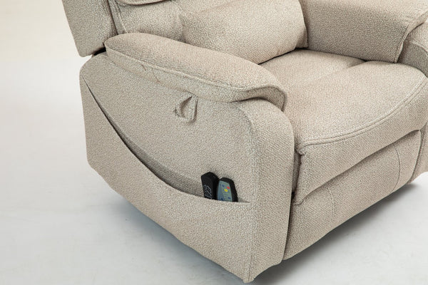 English Elm Lounge Electric Lift Chair – 180° Recline, Dual Remotes, Storage Pockets, Ideal For Elderly Comfort W547S00056