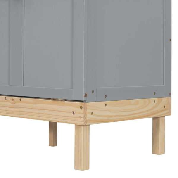 English Elm Queen Murphy Wall Bed Solid Pine Cabinet with Drawer Modern Space Saving Design Gray N708P243886E