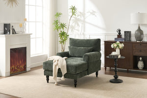English Elm Modern Chaise Lounge with Plush High-Resilience Cushion and Solid Wood Frame for Durable Comfort Green W2120P296388