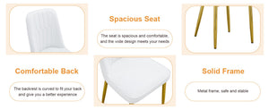 English Elm Table and Chair Set Marble Glass Top Gold Legs Pu Leather Seats Modern Dining Black,White+Gold W1151S04651