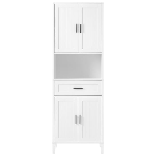 English Elm 70.9" High Freestanding Tall Bathroom Cabinet with Soft-Close Doors, Drawer & Adjustable Shelves for Organized Living White N729P272001K