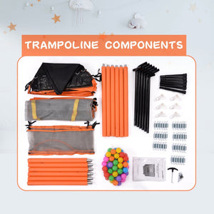 English Elm 55'' Kids Trampoline with Galvanized Steel Frame Foam Padded Enclosure and Ocean Balls Orange MX314556AAG