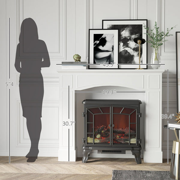 English Elm HOMCOM Elegant MDF Fireplace Mantel Surround with Decorative Pattern, 45.25" Top, 66 lb Capacity White W2225P217257
