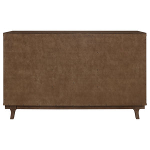 English Elm McCall Brown Oak 2-Door Server with Drawer, Rustic Farmhouse Sideboard 59" Wide, Felt-Lined Top B062P358301