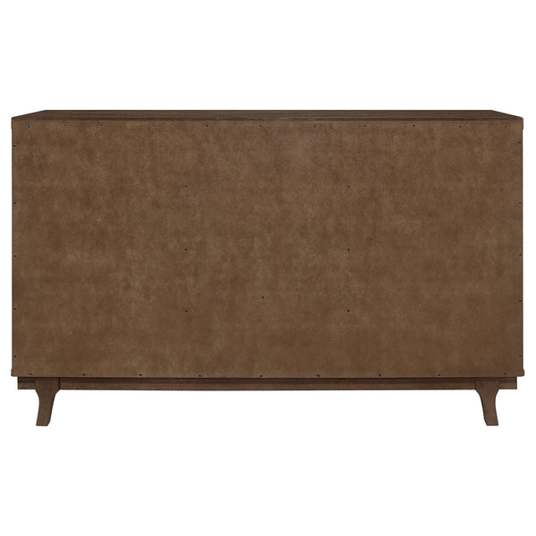 English Elm McCall Brown Oak 2-Door Server with Drawer, Rustic Farmhouse Sideboard 59" Wide, Felt-Lined Top B062P358301