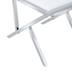 English Elm Table and Chair Set Tempered Glass Top with Silver Metal Legs Modern Luxury Dining for Four Transparent,White+Silver W1151S04788