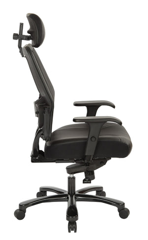 OSP Home Furnishings Executive Big and Tall Ergonomic Office Chair with Mesh Back and Bonded Leather Seat 63-E37A773HL