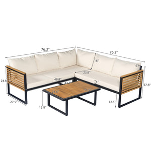 English Elm Christopher Knight Home® - Outdoor 4-Piece Acacia Wood & Metal Patio Corner Set - Modern Comfort For Stylish Outdoor Living N757S438857B