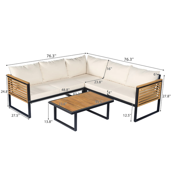 English Elm Christopher Knight Home® - Outdoor 4-Piece Acacia Wood & Metal Patio Corner Set - Modern Comfort For Stylish Outdoor Living N757S438857B