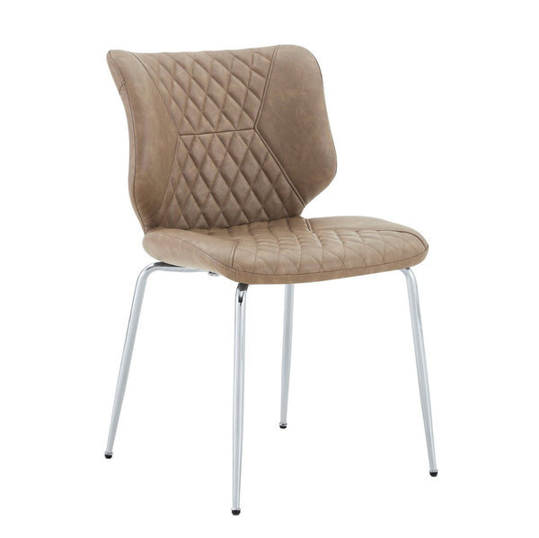 English Elm Dark Oil Waxed Faux Leather Dining Chair Set with Diamond Tufted High Back Metal Legs W3493P444869