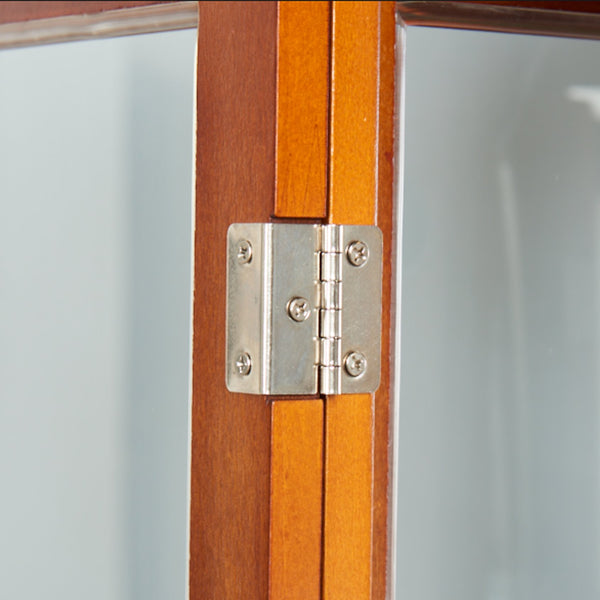 English Elm Curio Display Cabinet with Internal Lighting, Mirrored Back, 6 Adjustable Shelves, Glass Doors Oak W1693P154580