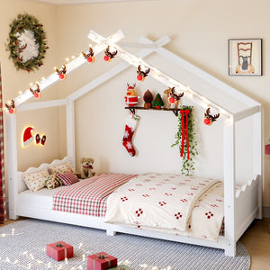 English Elm Twin House Frame Floor Bed Solid Pine Kids Room Montessori Low Profile Play Nook W1580P387835