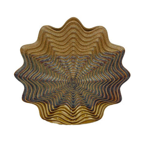 English Elm Decorative Handcrafted Ceramic Vase with Rosette Ridges Earthy Brown Gray Glaze 15 Inch B056P417010