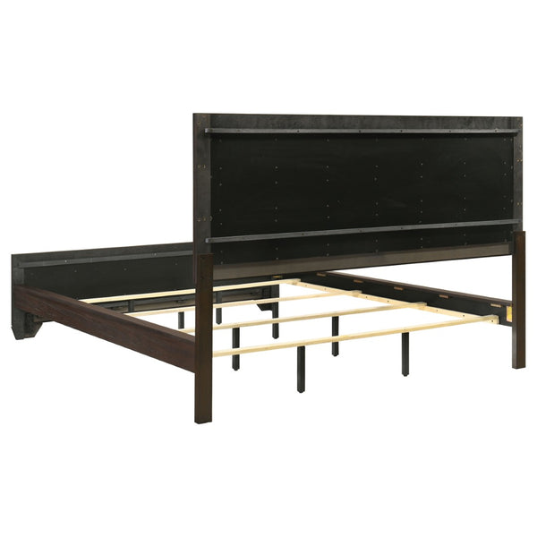 English Elm Emory Queen Bedroom Set Solid Hardwood Bookcase Headboard Built-in Lights Cappuccino B062S00734