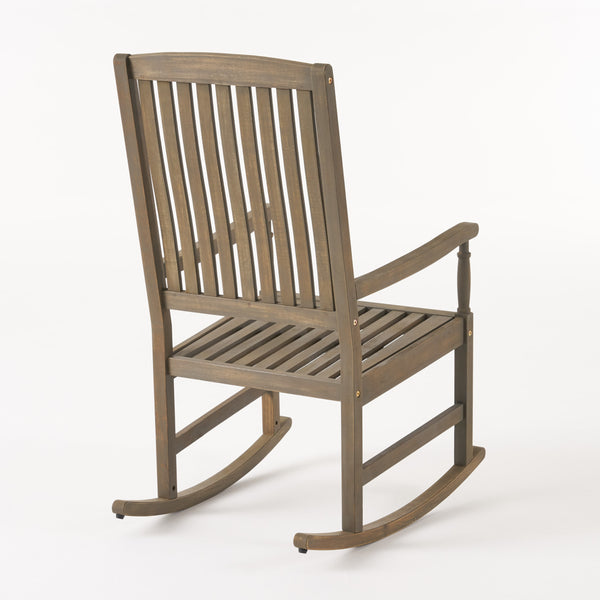 English Elm Christopher Knight Home® - Acacia Outdoor Porch Rocking Chair – Durable Acacia Hardwood, Rustic Slat Design, Smooth Rocking Motion Grey 65490.00GRY