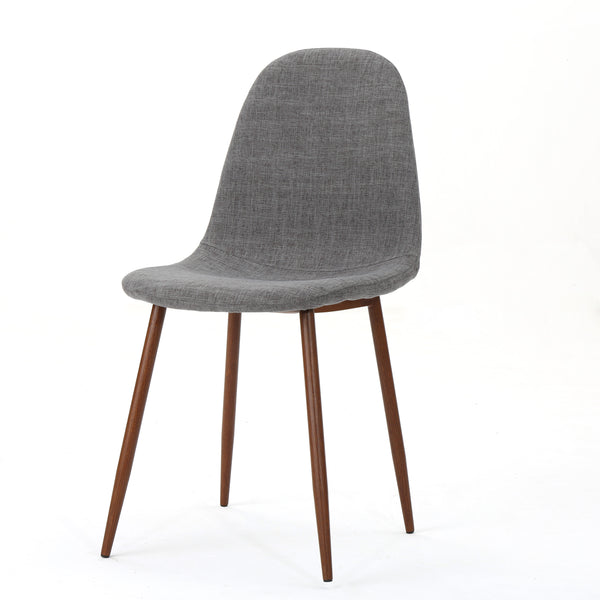 English Elm Christopher Knight Home® - Mid-Century Fabric Upholstered Dining Chairs Set of 2 in Light Gray with Dark Walnut Iron Legs, Cozy Modern Seating 60787.00