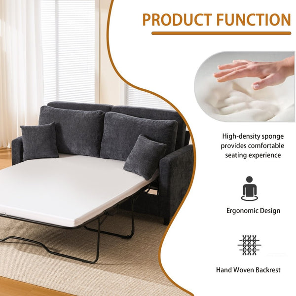 English Elm Sleeper Sofa Bed - Modern 2-Seater Pull-Out Couch With Memory Foam Mattress For Small Spaces W3696S00004-GIGA