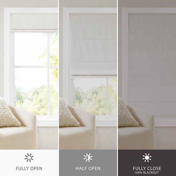 JLA Home Madison Park - Total Blackout Cordless Roman Shade for Bedrooms & Nurseries — Premium Light Blocking, Child-Safe Design White MP40-8654