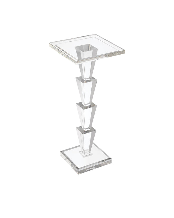 Currey & Company Tiana Drinks Table - Elegant Geometric Crystal Design For Glamorous Living Spaces & Upscale Entertaining Clear Optic Crystal 3000-0319-currey-company