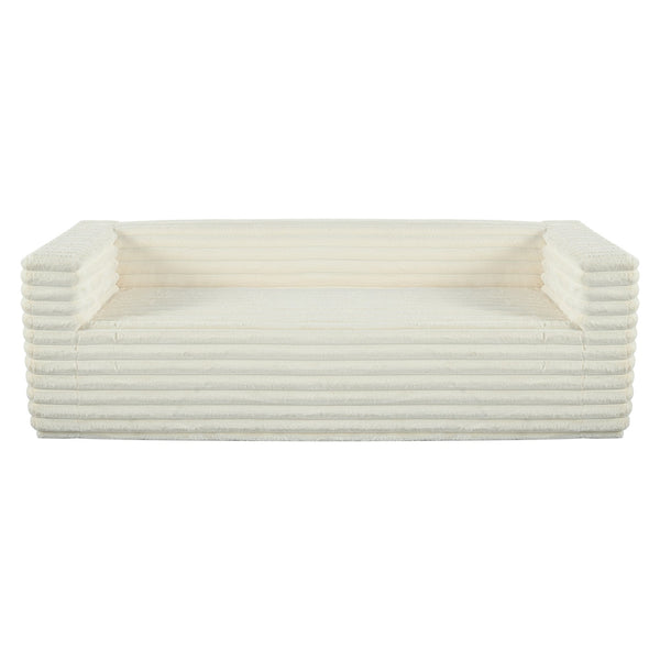 English Elm 89" Modern Corduroy Couch Plush 3-Seat Sofa with Squared Arms, Super Soft Luxury Seating for Living Spaces Beige W680P214251