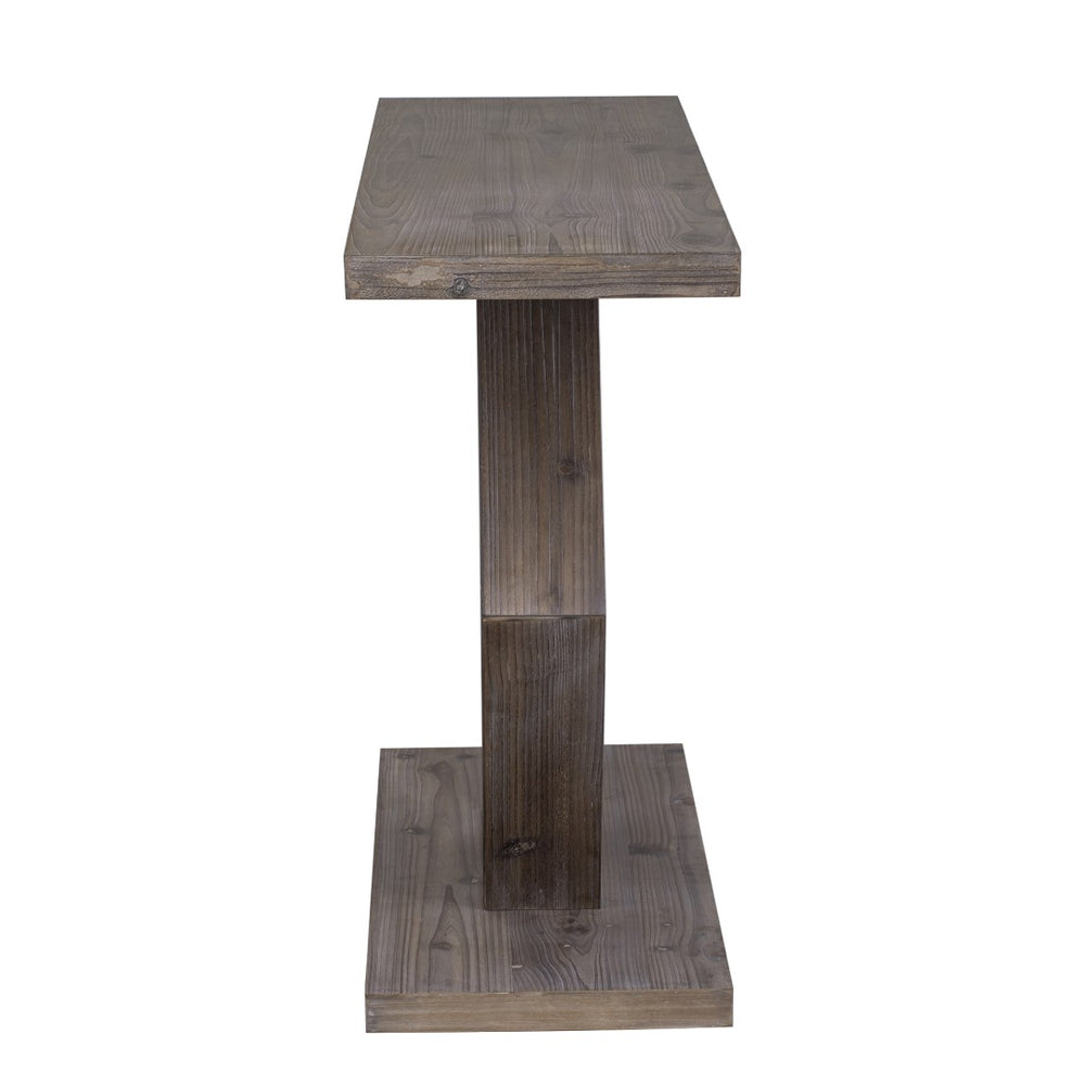 English Elm U_Style Modern Console Table With Hollow Hexagon Legs & Fir Veneer Finish For Entryway Elegance N711P241272A-GIGA