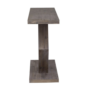 English Elm U_Style Modern Console Table With Hollow Hexagon Legs & Fir Veneer Finish For Entryway Elegance N711P241272A-GIGA