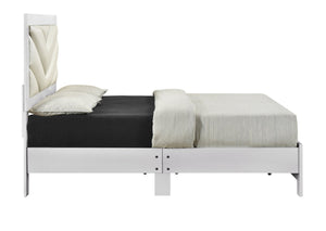 English Elm Moreland King Bed Faux Leather Headboard White Laminate Frame Modern Bedroom B078P497902