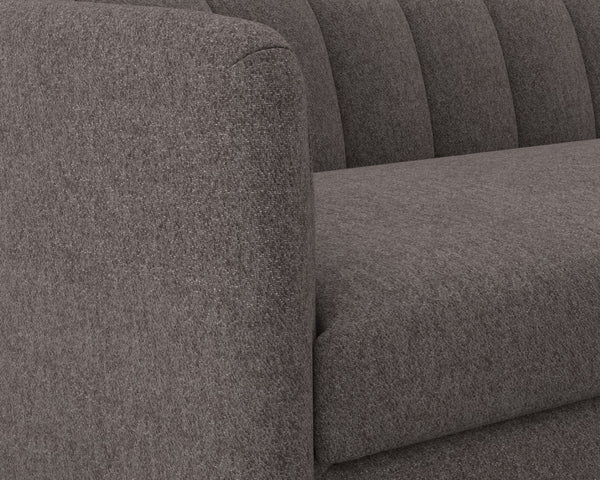 Sunpan BIRRIT Sofa - Contemporary Alaska Hedgehog Brown Couch with Durable Performance Fabric & Tufted Detail 110707
