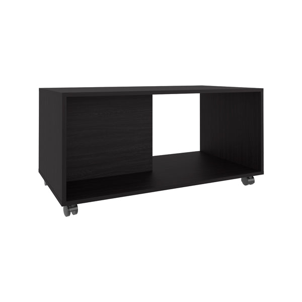 English Elm Western Grove Coffee Table in Black Engineered Wood with Open Shelf, Casters for Easy Mobility, Durable Design B092P254739