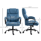 English Elm Vinsetto 500Lbs Big and Tall Office Chair With Wide Seat, Executive Computer Chair With Adjustable Height, Swivel Wheels and Linen Finish, Blue