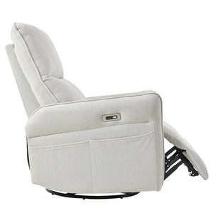English Elm 270° 270° Power Swivel Recliner Chair with USB Ports, 30° Rocking, 95–150° Recline for Small Spaces Light Gray W1028S00041