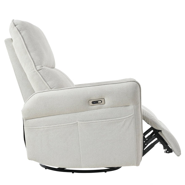 English Elm 270° 270° Power Swivel Recliner Chair with USB Ports, 30° Rocking, 95–150° Recline for Small Spaces Light Gray W1028S00041