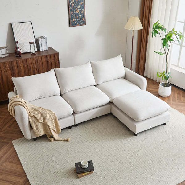 English Elm Christopher Knight Home® - 99 In. Modular L-Shaped Sectional Sofa Set With Ottoman – Versatile, Stylish, And Comfortable Solution N773IS00004W