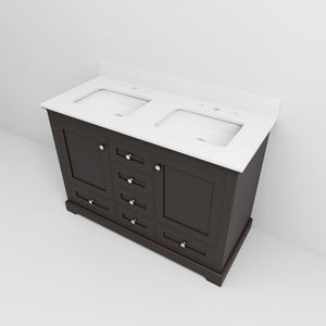 English Elm Espresso Double Bath Vanity 48 in. W x 22 in. D with Cultured Marble Top, Soft-Close Drawers, Plenty of Storage B2731P258341