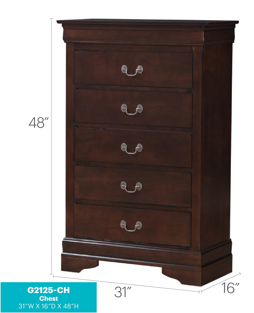 English Elm LouisPhillipe Classic Dovetailed Chest with Curved Moldings and Carved Base, Durable Storage Elegance Cherry 53 L x 35 W x 19 H B078118328