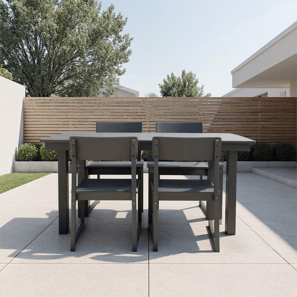 English Elm 5-Piece Eco-Friendly Hdpe Outdoor Dining Set – Weatherproof Table & 4 Armrest Chairs For Comfort W3566S00015