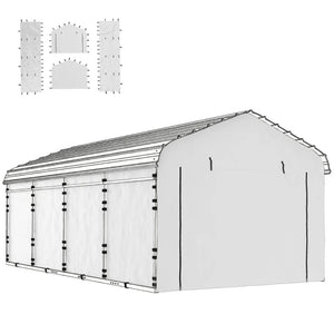 English Elm Durable Pe Carport Sidewall Set Four Panels Upf50 Waterproof Zippered Door Cover T3971P468957