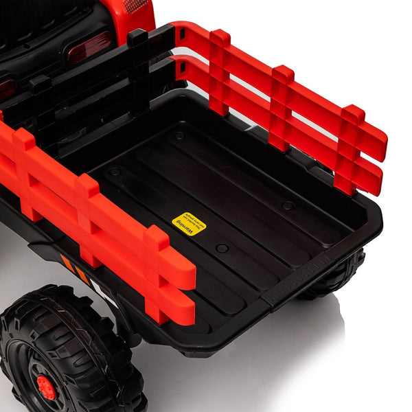 English Elm Ride on Electric Tractor Toy with Trailer 24v 400w Dual Motors Remote Control Led Red W1578P194696