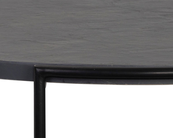 Sunpan Zuma Concrete Coffee Table with Black Glass Shelf & Gold Accents - Unique Artisan Crafted Design