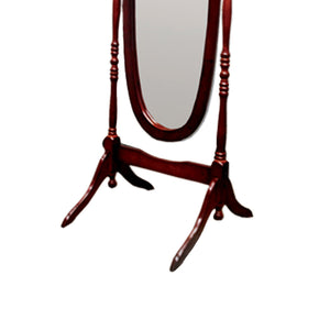 English Elm 59.25" Tall Standing Wooden Floor Mirror with Elegant Oval Cheval Frame, Adjustable Tilt and Classic Finish Cherry B072115936