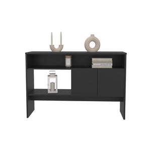 English Elm Console Table Midway Black - Engineered Wood Entryway Console with Spacious Shelf, Cabinet Storage B092P238697