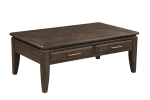 English Elm Mahogany Solid Wood Traditional Cocktail Table with Two Storage Drawers and Dark Finish for Living Room Mahogany 53.5 L x 34 W x 10 H B2699P242845
