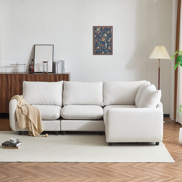 English Elm Christopher Knight Home® - 99 In. Modern 4-Piece L-Shaped Modular Sectional Sofa - Customizable Comfort For Any Living Space N773IS00005W