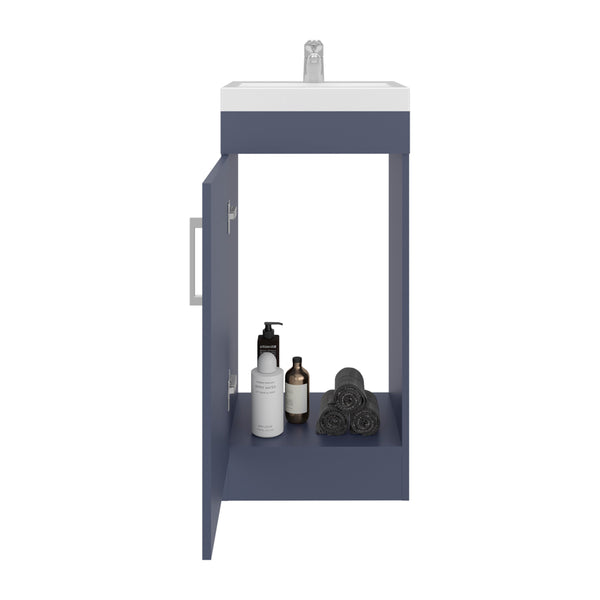 English Elm Kronos Blue Single Door Bathroom Vanity 33"W x 32"H Minimalist Melamine Design for Modern Baths B062S01388
