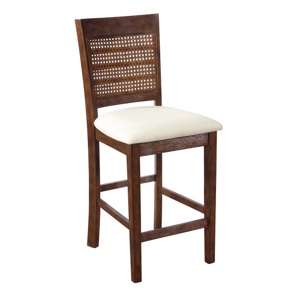 OSP Home Furnishings Walden 24" Cane Back Stool  - Set of 2 Linen / Burnt Brown